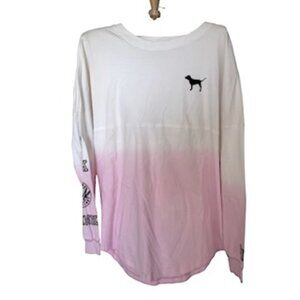 RARE Y2K 2015 Victoria's Secret Pink Long Sleeve Shirt, Pink/White Ombre, Medium